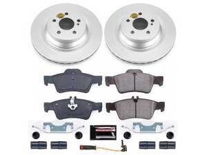 ES#4675032 - CRK6881 - Power Stop Z23 Evolution Sport Coated Rear Brake Kit (320mm) - A premium rear-axle restoration and upgrade package featuring genuine GEOMET? coated smooth high-carbon iron rotors, low-dust carbon-fiber ceramic performance pads, and a replacement electronic wear sensor. - Power Stop - Mercedes Benz