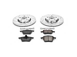 ES#3156800 - K3103 - Power Stop Z23 Evolution Sport Front Brake Kit (288mm)   - A direct-fit performance upgrade with drilled & slotted zinc-plated rotors and low-dust carbon-fiber ceramic pads. - Power Stop - Audi