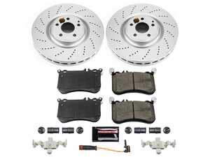 ES#4675036 - CRK6886 - Power Stop Z23 Evolution Sport Coated Front Brake Kit (360mm) - A premium front-axle performance upgrade and restoration package featuring genuine GEOMET fully coated smooth high-carbon iron vented rotors, low-dust carbon-fiber ceramic road pads, and a replacement electronic wear sensor. - Power Stop - Mercedes Benz