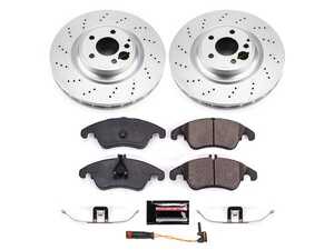 ES#4675040 - CRK6893 - Power Stop Z23 Evolution Sport Coated Front Brake Kit (344mm) - A premium front-axle performance upgrade and restoration package featuring genuine GEOMET fully coated smooth high-carbon iron rotors, low-dust carbon-fiber ceramic pads, and a matching replacement electronic wear sensor. - Power Stop - Mercedes Benz