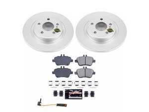 ES#4675042 - CRK6895 - Power Stop Z23 Evolution Sport Coated Rear Brake Kit (300mm) - A premium rear-axle performance upgrade and restoration package featuring genuine GEOMET fully coated smooth high-carbon iron solid rotors, low-dust carbon-fiber ceramic road pads, and an included replacement electronic wear sensor. - Power Stop - Mercedes Benz