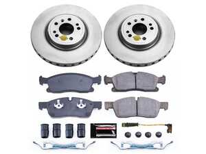 ES#4675044 - CRK6897 - Power Stop Z23 Evolution Sport Coated Front Brake Kit (330mm) - A premium front-axle performance upgrade and restoration package featuring genuine GEOMET fully coated smooth high-carbon iron vented rotors, low-dust carbon-fiber ceramic road pads, and a matching electronic wear sensor. - Power Stop - Mercedes Benz