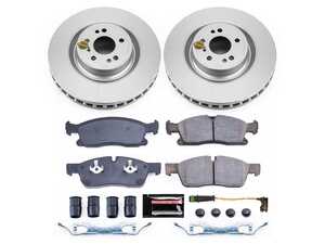 ES#4675049 - CRK6903 - Power Stop Z23 Evolution Sport Coated Front Brake Kit (350mm) - A premium front-axle performance upgrade and restoration package featuring genuine GEOMET fully coated smooth high-carbon iron vented rotors, low-dust carbon-fiber ceramic road pads, and a matching electronic wear sensor. - Power Stop - Mercedes Benz