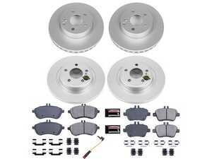 ES#4675051 - CRK6926 - Power Stop Z23 Evolution Sport Coated Front & Rear Brake Kit (295mm/300mm) - A premium 4-wheel restoration and upgrade package featuring genuine GEOMET coated smooth high-carbon iron rotors, low-dust carbon-fiber ceramic performance pads, and a replacement electronic wear sensor. - Power Stop - Mercedes Benz