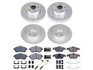 ES#3989286 - CRK7759 - Power Stop Z23 Evolution Sport Coated Front & Rear Brake Kit (295mm/300mm) - A premium, complete 4-wheel upgrade package featuring high-carbon smooth Geomet coated performance rotors, low-dust carbon-fiber ceramic pads, and replacement electronic wear sensors. - Power Stop - Mercedes Benz