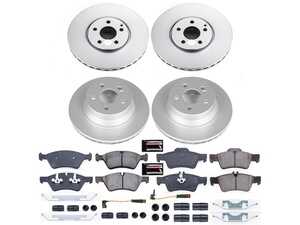 ES#3989288 - CRK7761 - Power Stop Z23 Evolution Sport Coated Front & Rear Brake Kit (330mm/300mm) - A premium 4-wheel upgrade package featuring high-carbon smooth Geomet coated performance rotors, low-dust carbon-fiber ceramic pads, and a replacement electronic wear sensor. - Power Stop - Mercedes Benz