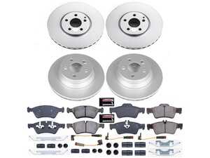 ES#3989289 - CRK7762 - Power Stop Z23 Evolution Sport Coated Front & Rear Brake Kit (330mm/300mm) - A premium 4-wheel upgrade package featuring high-carbon smooth Geomet coated performance rotors, low-dust carbon-fiber ceramic pads, and replacement electronic wear sensors. - Power Stop - Mercedes Benz
