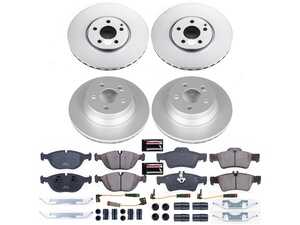 ES#3989290 - CRK7763 - Power Stop Z23 Evolution Sport Coated Front & Rear Brake Kit (330mm/300mm) - A premium 4-wheel upgrade package featuring high-carbon smooth Geomet coated performance rotors, low-dust carbon-fiber ceramic pads, and replacement electronic wear sensors. - Power Stop - Mercedes Benz
