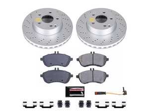 ES#3989292 - CRK7766 - Power Stop Z23 Evolution Sport Coated Front Brake Kit (295mm) - A premium front axle upgrade package featuring high-carbon smooth Geomet coated performance rotors, low-dust carbon-fiber ceramic pads, and a replacement electronic wear sensor. - Power Stop - Mercedes Benz