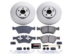 ES#3989293 - CRK7767 - Power Stop Z23 Evolution Sport Coated Front Brake Kit (330mm) - A premium front axle upgrade package featuring high-carbon smooth Geomet coated performance rotors, low-dust carbon-fiber ceramic pads, and a replacement electronic wear sensor. - Power Stop - Mercedes Benz