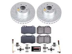 ES#3989296 - CRK7770 - Power Stop Z23 Evolution Sport Coated Front Brake Kit (312mm) - A premium front axle upgrade package featuring high-carbon smooth Geomet coated performance rotors, low-dust carbon-fiber ceramic pads, and replacement electronic wear sensors. - Power Stop - Mercedes Benz