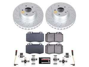 ES#3989297 - CRK7771 - Power Stop Z23 Evolution Sport Coated Front Brake Kit (312mm) - A premium front axle upgrade package featuring high-carbon smooth Geomet coated performance rotors, low-dust carbon-fiber ceramic pads, and replacement electronic wear sensors. - Power Stop - Mercedes Benz
