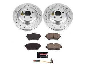 ES#4675072 - CRK7859 - Power Stop Z23 Evolution Sport Coated Rear Brake Kit (320mm) - A premium rear-axle performance upgrade and restoration package featuring genuine GEOMET fully coated smooth high-carbon iron vented rotors, low-dust carbon-fiber ceramic road pads, and a matching electronic wear sensor. - Power Stop - Mercedes Benz