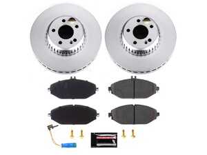 ES#3989316 - CRK7963 - Power Stop Z23 Evolution Sport Coated Front Brake Kit (330mm) - A premium front-axle performance upgrade and restoration package featuring genuine GEOMET fully coated smooth high-carbon iron vented rotors, low-dust carbon-fiber ceramic road pads, and a matching electronic wear sensor. - Power Stop - Mercedes Benz