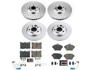 ES#4675076 - CRK7987 - Power Stop Z23 Evolution Sport Coated Front & Rear Brake Kit (360mm/300mm) - A premium, complete 4-wheel upgrade package featuring high-carbon smooth Geomet coated performance rotors, low-dust carbon-fiber ceramic pads, and replacement electronic wear sensors. - Power Stop - Mercedes Benz