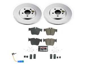 ES#4675078 - CRK7990 - Power Stop Z23 Evolution Sport Coated Rear Brake Kit (320mm) - A premium rear-axle upgrade package featuring high-carbon smooth Geomet coated performance rotors, low-dust carbon-fiber ceramic pads, and a replacement electronic wear sensor. - Power Stop - Mercedes Benz