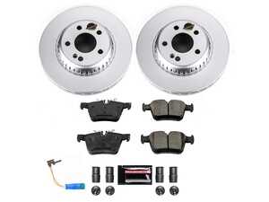 ES#3989326 - CRK8047 - Power Stop Z23 Evolution Sport Coated Rear Brake Kit (300mm Vented) - A premium rear axle upgrade package featuring high-carbon smooth Geomet coated performance rotors, low-dust carbon-fiber ceramic pads, and a replacement electronic wear sensor. - Power Stop - Mercedes Benz