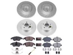 ES#4675079 - CRK8056 - Power Stop Z23 Evolution Sport Coated Front & Rear Brake Kit (322mm/300mm) - A premium 4-wheel restoration and upgrade package featuring genuine GEOMET coated smooth high-carbon iron rotors, low-dust carbon-fiber ceramic performance pads, and a replacement front electronic wear sensor. - Power Stop - Mercedes Benz