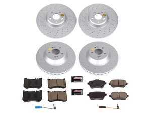 ES#4675083 - CRK8102 - Power Stop Z23 Evolution Sport Coated Front & Rear Brake Kit (370mm/340mm) - A premium, complete 4-wheel upgrade package featuring high-carbon smooth Geomet coated performance rotors, low-dust carbon-fiber ceramic pads, and replacement electronic wear sensors. - Power Stop - Mercedes Benz
