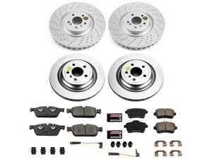 ES#4675090 - CRK8191 - Power Stop Z23 Evolution Sport Coated Front & Rear Brake Kit (375mm/330mm) - A premium, complete 4-wheel upgrade package featuring high-carbon smooth Geomet coated performance rotors, low-dust carbon-fiber ceramic pads, and replacement electronic wear sensors. - Power Stop - Mercedes Benz