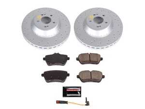 ES#4675091 - CRK8194 - Power Stop Z23 Evolution Sport Coated Rear Brake Kit (340mm) - A premium rear axle upgrade package featuring high-carbon smooth Geomet coated performance rotors, low-dust carbon-fiber ceramic pads, and a replacement electronic wear sensor. - Power Stop - Mercedes Benz