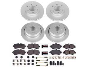 ES#4794719 - CRK8342 - Power Stop Z23 Evolution Sport Coated Front & Rear Brake Kit (300mm/298mm) - A premium, complete 4-wheel upgrade package featuring high-carbon smooth Geomet coated performance rotors, low-dust carbon-fiber ceramic pads, and replacement electronic wear sensors. - Power Stop - Mercedes Benz