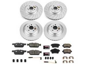 ES#4675101 - CRK8354 - Power Stop Z23 Evolution Sport Coated Front & Rear Brake Kit (375mm/345mm) - A premium, complete 4-wheel upgrade package featuring high-carbon smooth Geomet coated performance rotors, low-dust carbon-fiber ceramic pads, and replacement electronic wear sensors. - Power Stop - Mercedes Benz