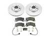 ES#4794767 - CRK8476 - Power Stop Z23 Evolution Sport Coated Front Brake Kit (360mm) - A premium front-axle upgrade package featuring high-carbon smooth Geomet coated performance rotors, low-dust carbon-fiber ceramic pads, and replacement electronic wear sensors. - Power Stop - Porsche