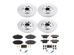 ES#4675104 - CRK8546 - Power Stop Z23 Evolution Sport Coated Front & Rear Brake Kit (330mm/300mm) - A premium complete 4-wheel restoration package featuring genuine Geomet coated smooth high-carbon rotors, low-dust carbon-fiber ceramic performance pads, and replacement electronic wear sensors. - Power Stop - Mercedes Benz