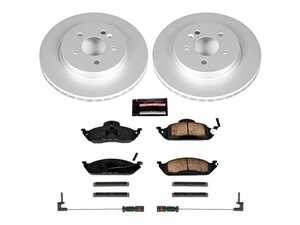 ES#3989336 - CRK864 - Power Stop Z23 Evolution Sport Coated Front Brake Kit (303mm) - A premium front-axle restoration and upgrade package featuring genuine Geomet coated smooth high-carbon vented rotors, low-dust carbon-fiber ceramic performance pads, and a replacement front electronic wear sensor. - Power Stop - Mercedes Benz