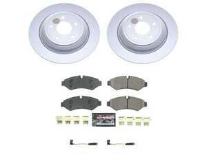 ES#4675105 - CRK8649 - Power Stop Z23 Evolution Sport Coated Rear Brake Kit (298mm) - A premium rear-axle restoration and upgrade package featuring high-carbon smooth Geomet coated solid rotors, low-dust carbon-fiber ceramic performance pads, and a pair of replacement electronic wear sensors. - Power Stop - Mercedes Benz