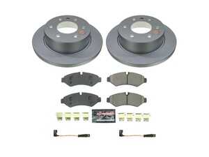 ES#4675107 - CRK8656 - Power Stop Z23 Evolution Sport Coated Rear Brake Kit (298mm) - A premium rear-axle restoration and upgrade package featuring genuine GEOMET coated smooth high-carbon solid rotors, low-dust carbon-fiber ceramic performance pads, and replacement rear electronic wear sensors. - Power Stop - Mercedes Benz