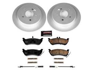 ES#3989337 - CRK866 - Power Stop Z23 Evolution Sport Coated Rear Brake Kit (285mm) - A premium rear-axle restoration and upgrade package featuring genuine Geomet coated smooth high-carbon solid rotors, low-dust carbon-fiber ceramic performance pads, and a full set of replacement electronic wear sensors. - Power Stop - Mercedes Benz