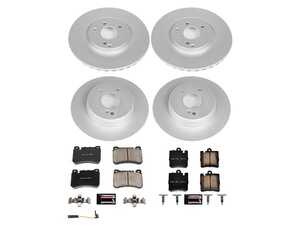 ES#4675111 - CRK8887 - Power Stop Z23 Evolution Sport Coated Front & Rear Brake Kit (330mm/290mm) - A premium complete 4-wheel restoration and upgrade package featuring genuine Geomet coated smooth high-carbon rotors, low-dust carbon-fiber ceramic performance pads, and a replacement electronic wear sensor. - Power Stop - Mercedes Benz