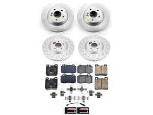 ES#4795029 - CRK9094 - Power Stop Z23 Evolution Sport Coated Front & Rear Brake Kit - A complete 4-wheel premium restoration and upgrade package featuring genuine GEOMET coated smooth high-carbon rotors, low-dust carbon-fiber ceramic performance pads, and a full set of replacement electronic wear sensors. - Power Stop - Mercedes Benz