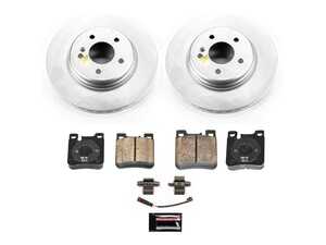 ES#4795033 - CRK9107 - Power Stop Z23 Evolution Sport Coated Rear Brake Kit (300mm) - A premium rear-axle restoration and upgrade package featuring genuine GEOMET coated smooth high-carbon vented rotors, low-dust carbon-fiber ceramic performance pads, and a replacement electronic wear sensor. - Power Stop - Mercedes Benz