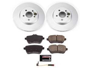 ES#4795046 - CRK9151 - Power Stop Z23 Evolution Sport Coated Rear Brake Kit (320mm) - A premium rear-axle restoration and upgrade package featuring genuine GEOMET coated smooth high-carbon vented rotors, low-dust carbon-fiber ceramic performance pads, and a replacement electronic wear sensor. - Power Stop - Mercedes Benz