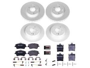 ES#3145413 - ESK2783 - Power Stop Euro-Stop Premium Front & Rear Brake Kit (300mm/290mm) - A premium European-style 4-wheel restoration package featuring ECE-R90 certified pads, fully GEOMET coated smooth high-carbon iron rotors, and replacement electronic wear sensors. - Power Stop - Mercedes Benz
