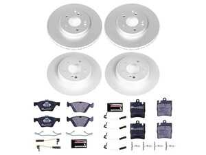 ES#3145414 - ESK2786 - Power Stop Euro-Stop Front & Rear Brake Kit (300mm/290mm) - A premium European-style 4-wheel restoration package featuring ECE-R90 certified pads, fully GEOMET coated smooth high-carbon iron rotors, and a complete set of replacement electronic wear sensors. - Power Stop - Mercedes Benz