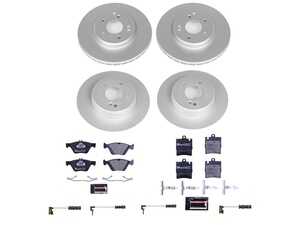 ES#4675163 - ESK2790 - Power Stop Euro-Stop Premium Front & Rear Brake Kit (300mm/290mm) - A premium European-style 4-wheel restoration package featuring ECE-R90 certified semi-metallic pads, fully GEOMET coated high-carbon rotors, and replacement electronic wear sensors. - Power Stop - Mercedes Benz