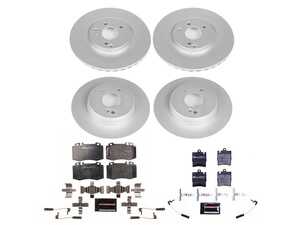 ES#3145415 - ESK2791 - Power Stop Euro-Stop Premium Front & Rear Brake Kit (330mm/290mm) - A premium European-style 4-wheel restoration package featuring ECE-R90 certified pads, fully GEOMET coated smooth high-carbon iron rotors, and a complete set of electronic wear sensors. - Power Stop - Mercedes Benz