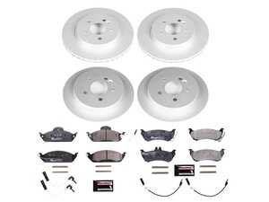 ES#3145421 - ESK2833 - Power Stop Euro-Stop Front & Rear Brake Kit (303mm/285mm) - A premium European-style 4-wheel restoration package featuring ECE-R90 certified ceramic/semi-metallic formulations, fully GEOMET coated smooth high-carbon iron rotors, and replacement electronic wear sensors. - Power Stop - Mercedes Benz