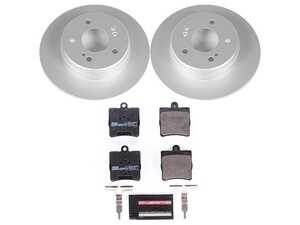 ES#3145455 - ESK368 - Power Stop Euro-Stop Premium Rear Brake Kit (278mm) - An original equipment-equivalent rear-axle replacement package featuring ECE-R90 certified components, high-carbon GEOMET coated smooth solid rotors, and factory-matched European brake pads. - Power Stop - Mercedes Benz