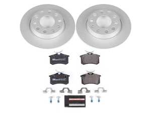 ES#3145450 - ESK3109 - Power Stop Euro-Stop Rear Brake Kit (255mm) - A direct-fit OE-equivalent replacement with GEOMET coated plain rotors and ECE-R90 certified brake pads. - Power Stop - Audi