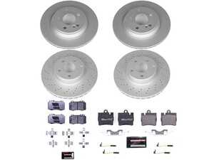 ES#3145486 - ESK4455 - Power Stop Euro-Stop Premium Front & Rear Brake Kit - A premium European-style complete 4-wheel restoration package featuring ECE-R90 certified semi-metallic brake pads, fully GEOMET coated smooth high-carbon iron rotors, and authentic factory stopping dynamics. - Power Stop - Mercedes Benz