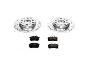 ES#3156802 - K3109 - Power Stop Z23 Evolution Sport Rear Brake Kit (255mm) - A direct-fit performance upgrade with drilled & slotted zinc-plated rotors and low-dust carbon-fiber ceramic pads. - Power Stop - Audi