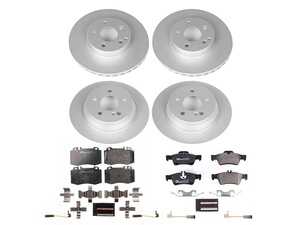 ES#4675164 - ESK4512 - Power Stop Euro-Stop Premium Front & Rear Brake Kit (295mm/300mm) - A premium European-style 4-wheel restoration package featuring ECE-R90 certified pads, fully GEOMET coated smooth high-carbon iron rotors, and replacement electronic wear sensors. - Power Stop - Mercedes Benz