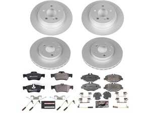 ES#4675166 - ESK4515 - Power Stop Euro-Stop Premium Front & Rear Brake Kit (295mm/300mm) - A premium European-style complete 4-wheel restoration package featuring ECE-R90 certified semi-metallic brake pads, fully GEOMET coated smooth high-carbon iron rotors, and matching replacement electronic wear sensors. - Power Stop - Mercedes Benz