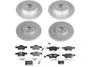 ES#4675167 - ESK4516 - Power Stop Euro-Stop Premium Front & Rear Brake Kit (330mm/300mm) - An original equipment-equivalent 4-wheel replacement package featuring ECE-R90 certified components, high-carbon GEOMET coated smooth vented rotors, and factory-matched European brake pads. - Power Stop - Mercedes Benz