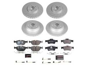 ES#3145495 - ESK4517 - Power Stop Euro-Stop Premium Front & Rear Brake Kit (330mm/300mm) - An original equipment-equivalent 4-wheel replacement package featuring ECE-R90 certified components, high-carbon GEOMET coated cross-drilled/vented rotors, and factory-matched European brake pads. - Power Stop - Mercedes Benz